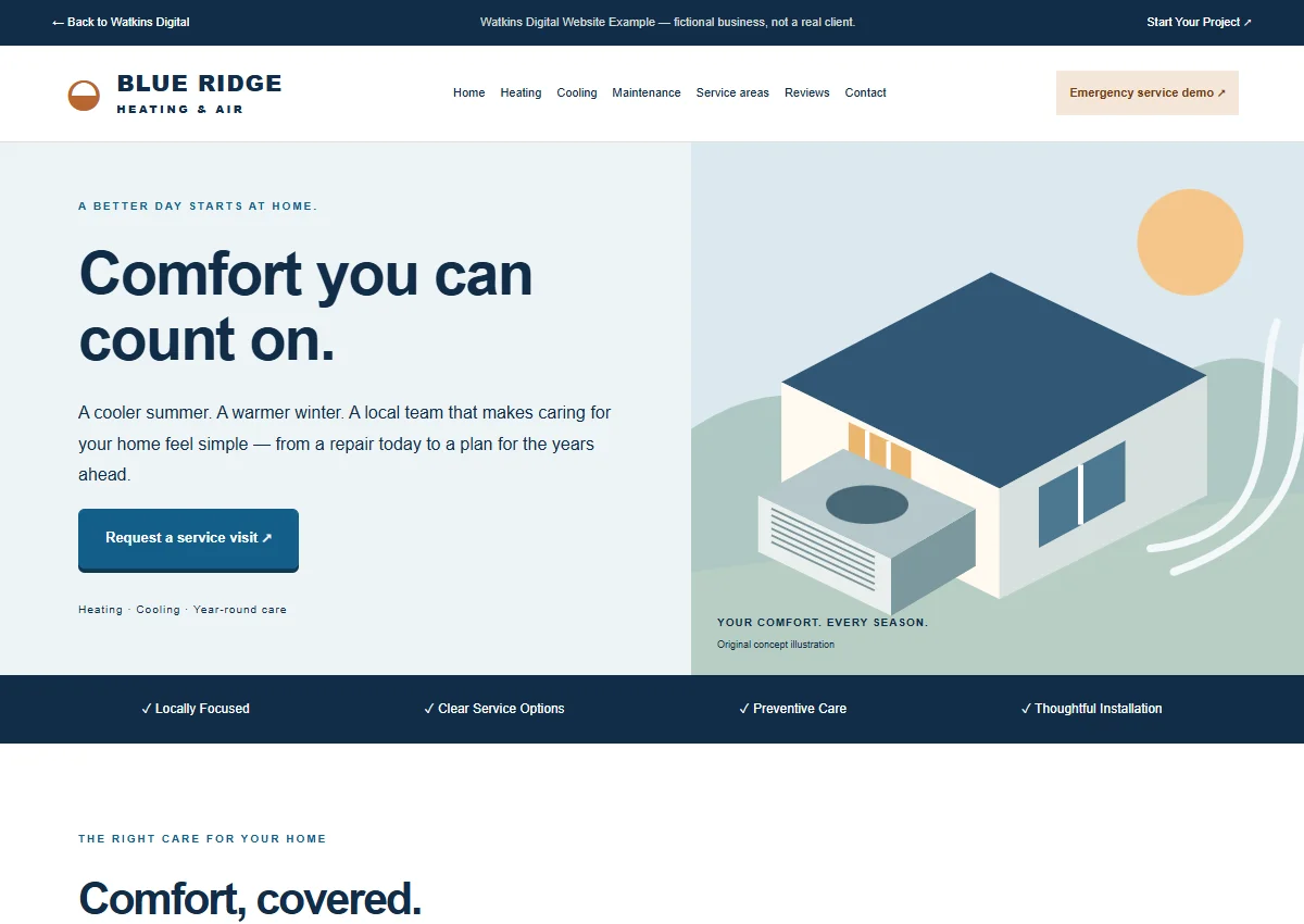 Blue Ridge Heating & Air concept website preview