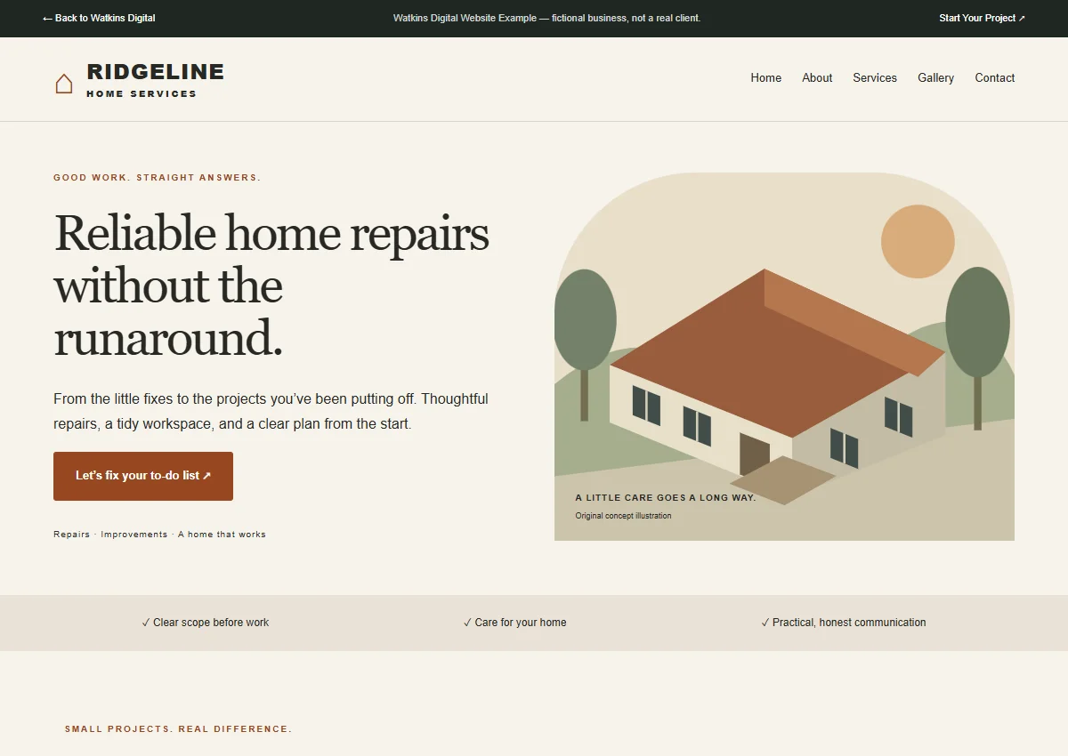 Ridgeline Home Services concept website preview